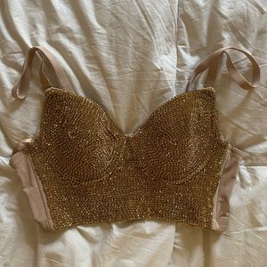 Windsor Gold Embellished Bustier Top